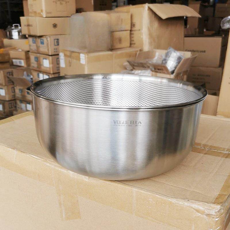 VE18-10不锈钢洗菜篮漏盆套装沥水篮304厨房和面打蛋盆304沙拉盆