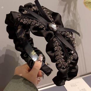发箍方圆脸发箍女高级感轻奢适合冬天的发箍显脸小丝带水钻宽边夹