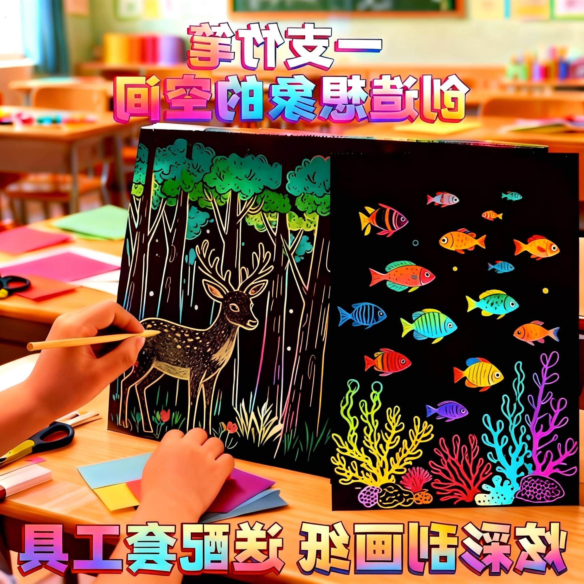 炫彩刮画纸小学生专用a4儿童刮刮画幼儿园创意彩色刮蜡纸刮刮纸,玩具/童车/益智/积木/模型,沙画/胶画/画,淘宝优惠券,粉丝福利购,淘宝优惠卷