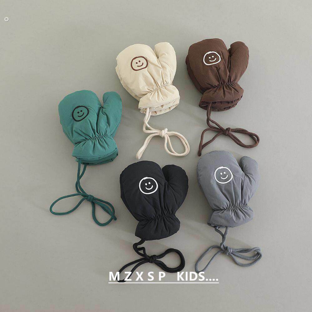 儿童手套夹棉保暖可挂颈不分指冬天男童女孩宝宝防冻玩雪防水冬季