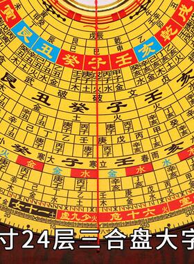 正品崇道堂八8寸24层大字体专业三合罗盘高精度罗经仪指南针