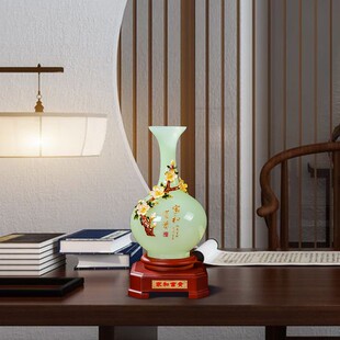 琉璃玉花瓶摆件家居客厅酒柜电视柜新中式 饰品乔迁新居礼品高档 装