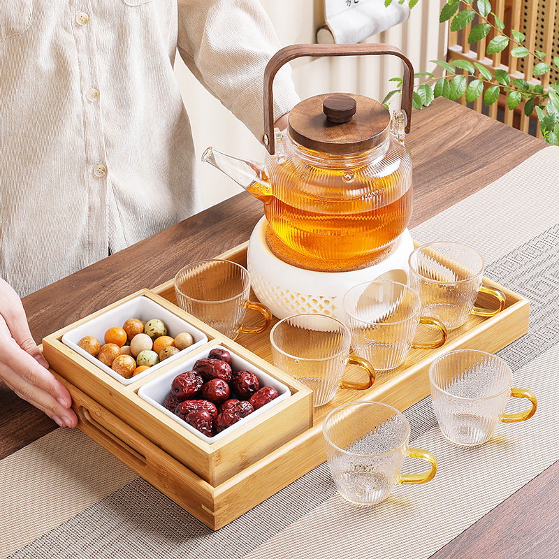 耐热玻璃蒸煮水果茶壶套装蜡烛加热底座下午茶具养生花茶壶茶杯