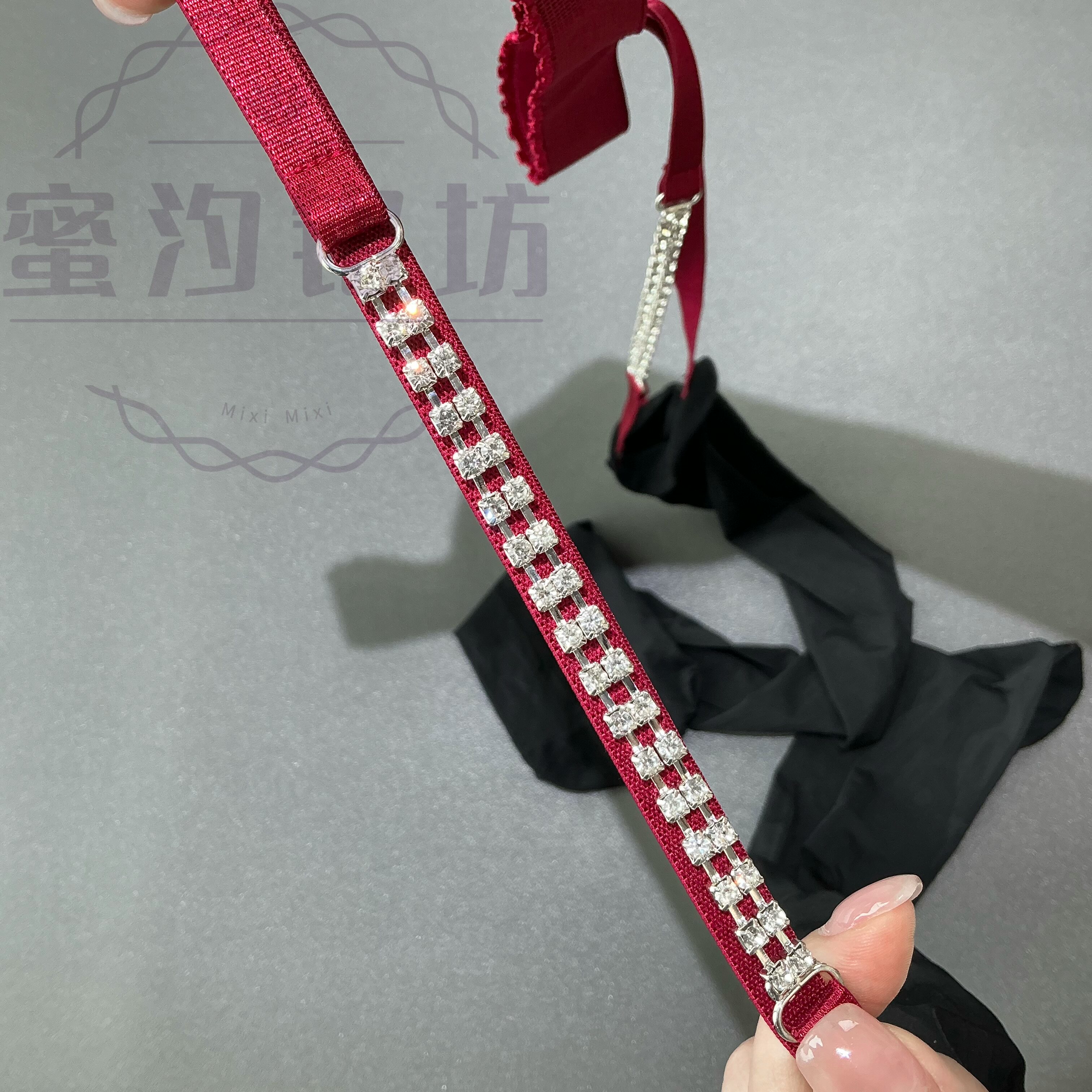 镶钻钻链设计8D马油袜吊带袜女夏季薄款打底袜纯色亮丝袜