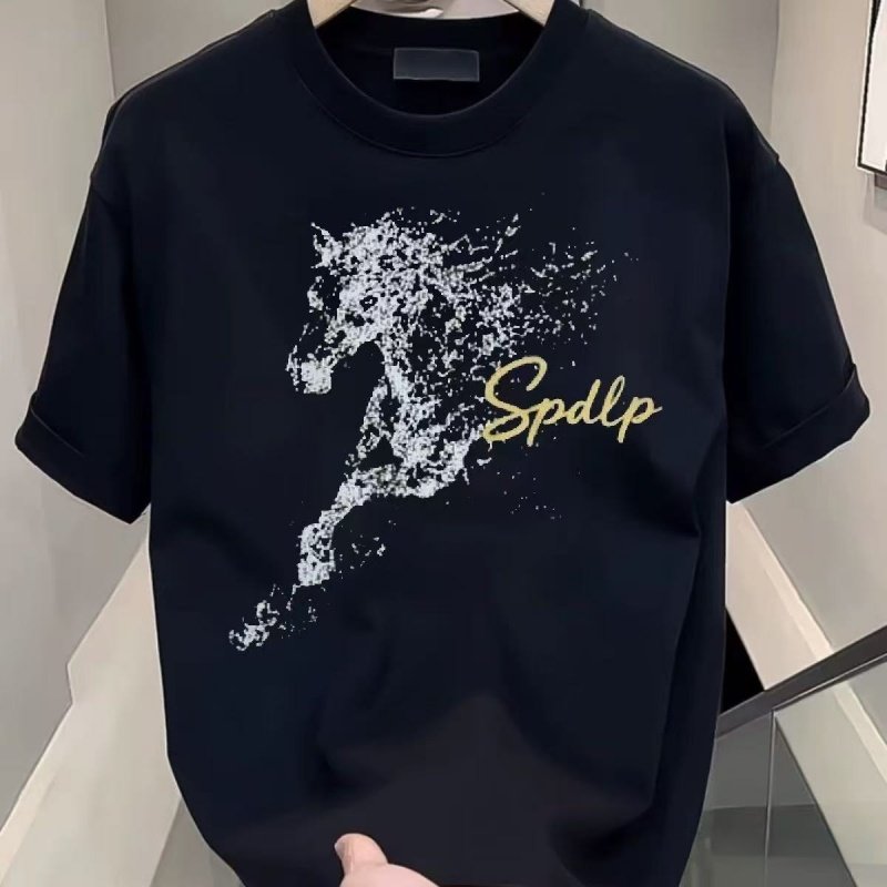 260g重磅纯棉马年T恤男士内搭短袖t恤高级感男装打底衫潮牌上衣