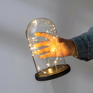 新款防脱玻璃灯罩小夜灯透明罩子发光玻璃罩应援棒展示盒摆件带灯