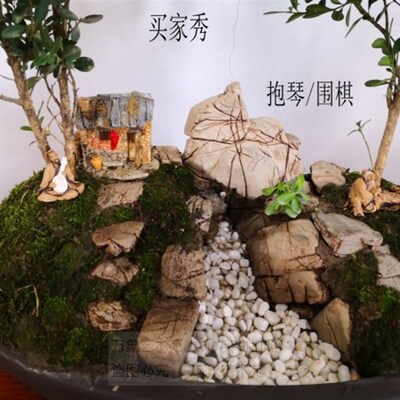 中国风人物微小型陶瓷摆件古代人物下棋华佗陆羽抚琴盆景配件装饰