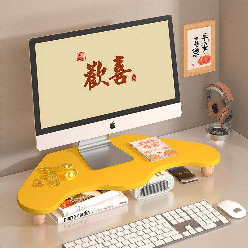 转角电脑增高架办公桌面显示器支架台式大号三角形屏幕抬高置物架