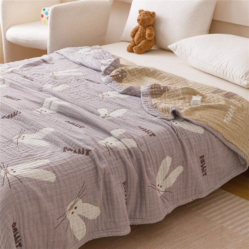 卡通可爱全棉四层纱布毛巾被盖毯夏季薄款棉纱空调被夏凉被空调毯,床上用品,休闲毯/毛毯/绒毯,淘宝优惠券,粉丝福利购,淘宝优惠卷