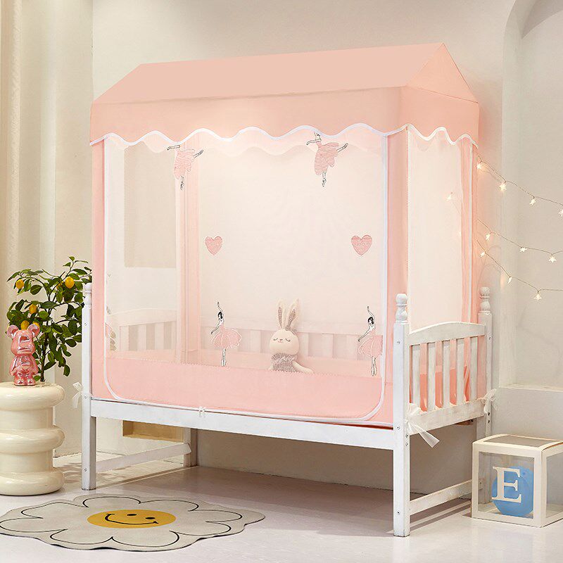 新款儿童床防摔蚊帐家用婴儿防掉床蒙古包全包底拼接床可定制尺寸