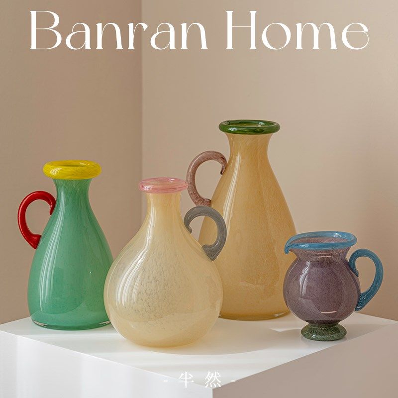 多巴胺提手琉璃花瓶彩色轻奢高级感客厅四时之序玄关高颜值摆件小,家居饰品,花瓶,淘宝优惠券,粉丝福利购,淘宝优惠卷