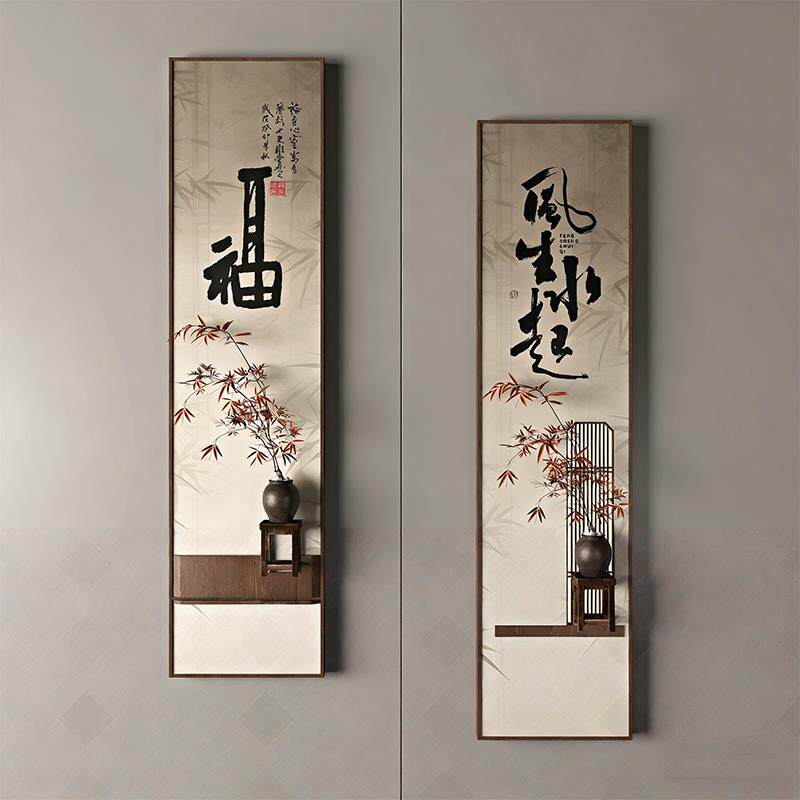 新中式古典客厅装饰画仿立体感荷花锦鲤氛围茶室卧室挂画玄关壁画