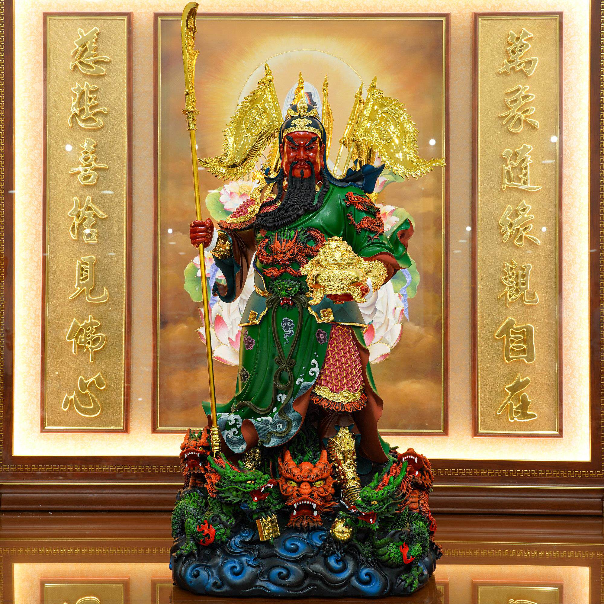 武财神关公摆件家用招财立刀五旗关二爷关帝树脂神像店铺开业礼品