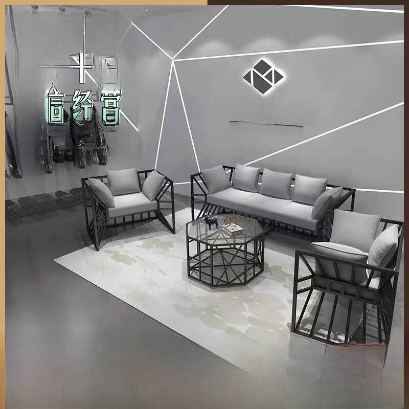 布艺铁艺沙发茶几组合小户型办公室接待民宿店铺现代简约北欧风格