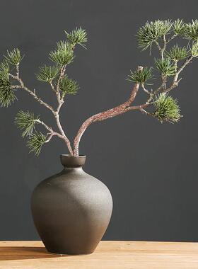 仿真中式迎客松盆景摆件植物陶瓷花瓶套装客厅桌面装饰品假花松树