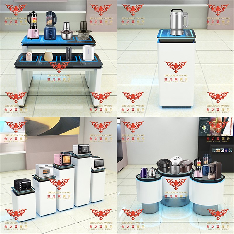 智能手机烤漆圆形电动旋转发光智能锁展示柜指纹锁展示台展示架