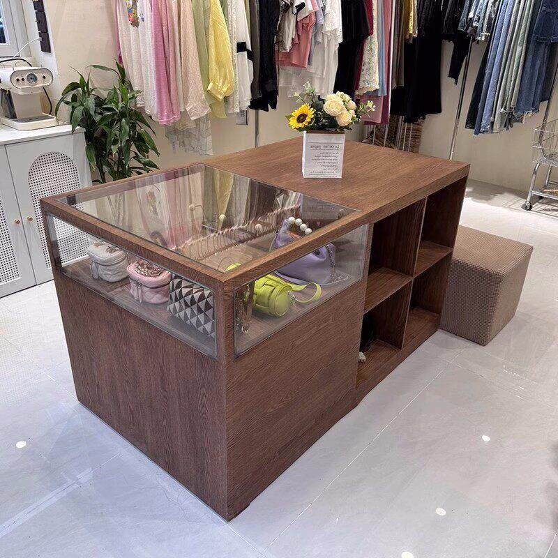 服装店收银柜台中岛桌展示台装饰品柜摆件陈列展示桌边柜收纳柜定
