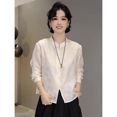 高级感提花长袖衬衫女202