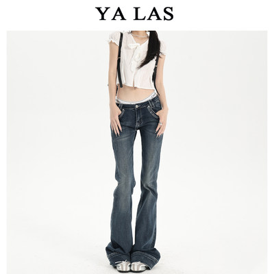 美式复古低腰微喇牛仔裤