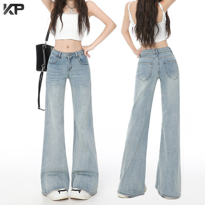 浅蓝色微喇牛仔裤女夏季