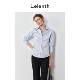 女抗皱公考面试衬衣西装 LelenthV领职业蓝色衬衫 内搭 纯棉免烫