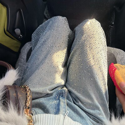 满天星烫钻牛仔裤女冬季