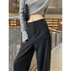 直筒慵懒松弛感裤 黑灰色阔腿裤 休闲 裤 女春秋高腰垂感松弛感西装