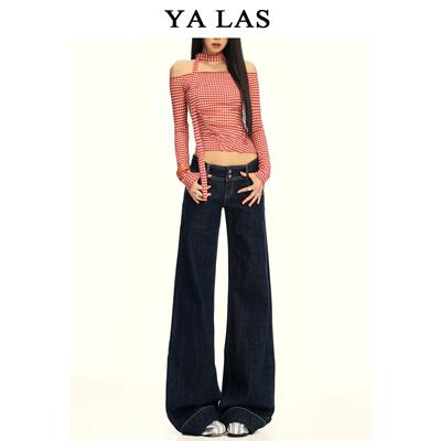 深蓝色微喇牛仔裤女2025