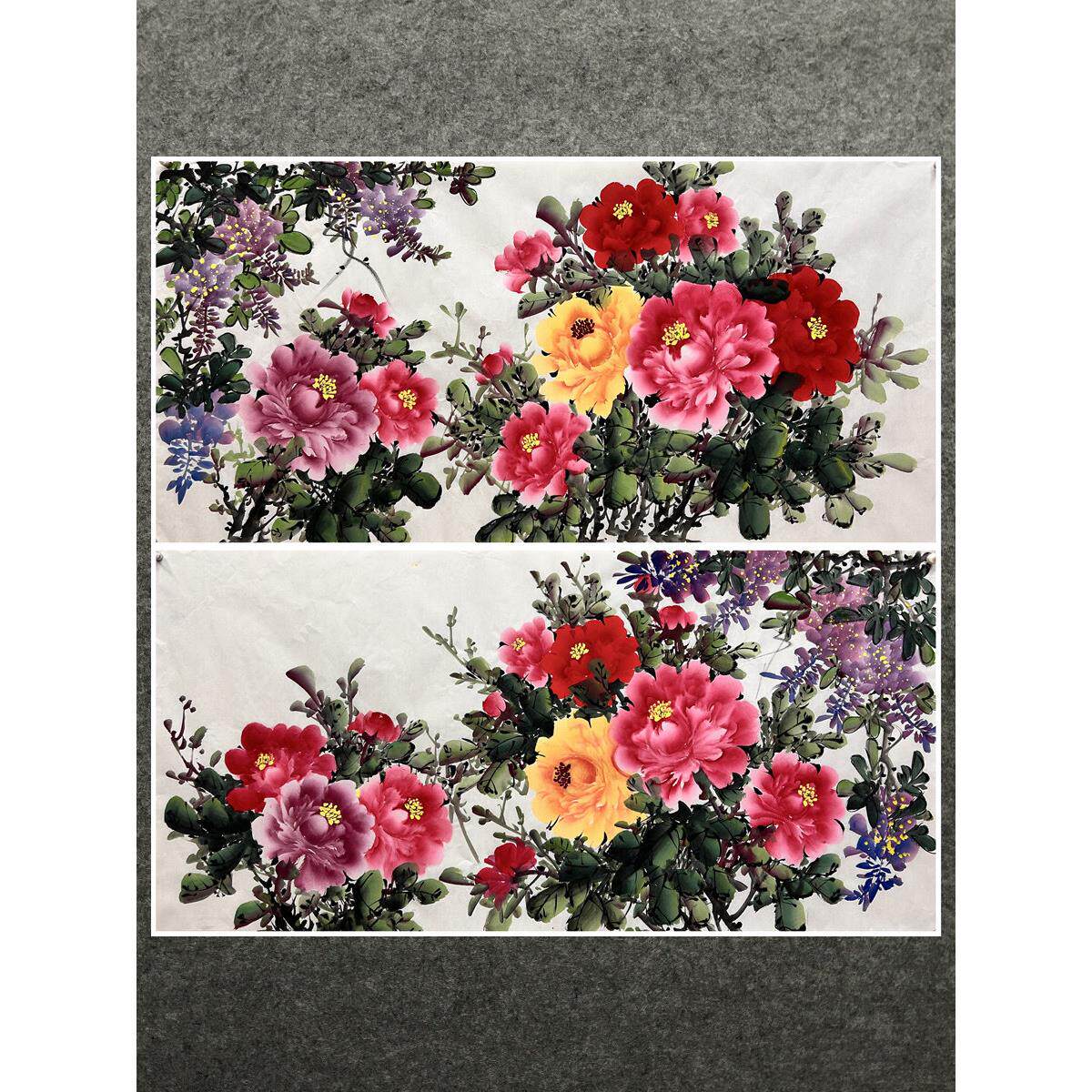 8莫金轩客厅宣纸装饰中国画精品纯手绘家居花鸟133.2cm牡丹花财富