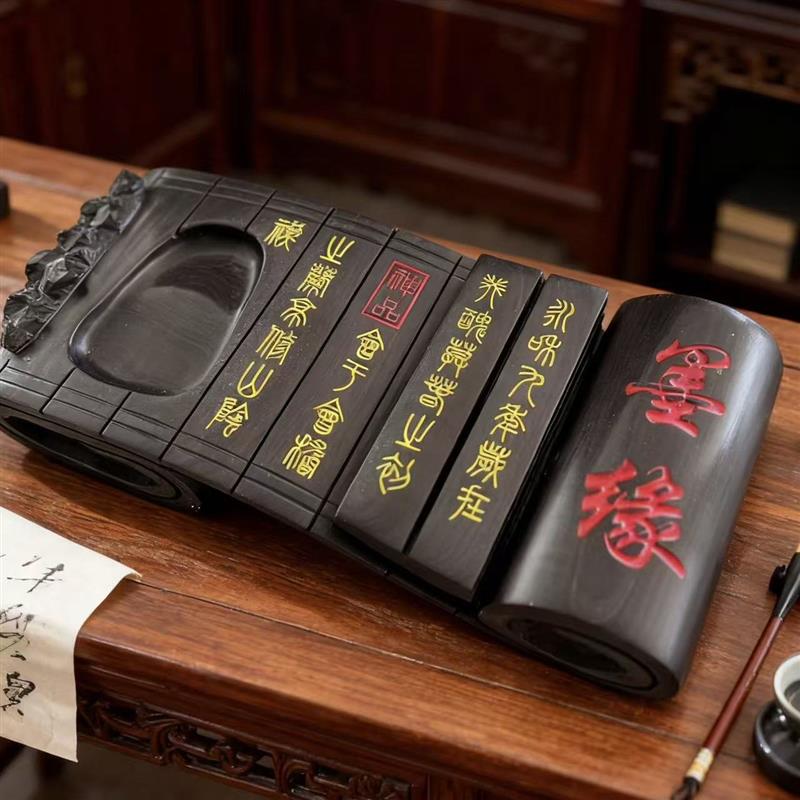 非遗易水砚台书魂砚定制老坑天然原石玉黛石文房四宝砚台可磨墨