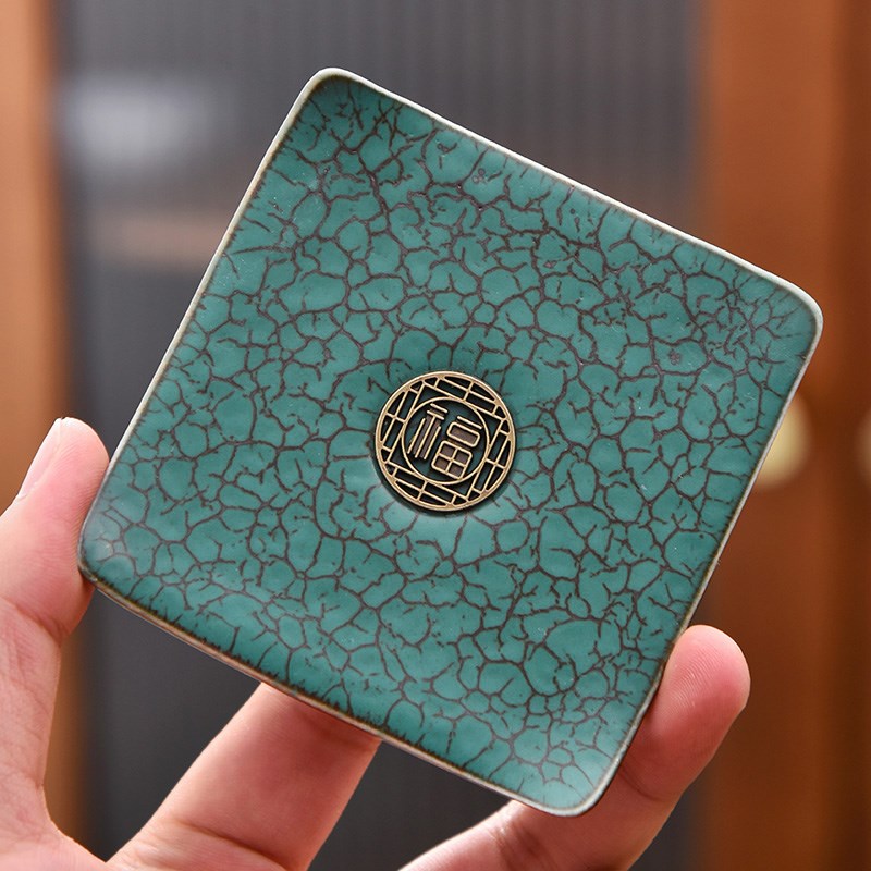 杯垫黑白品茗杯杯垫陶瓷茶杯杯托粗陶茶道隔热杯子垫品杯垫子