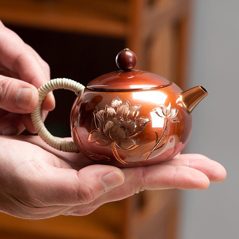 紫铜茶壶家用功夫茶具冲茶沏茶冲泡壶铜制小号泡茶壶功夫茶壶铜壶