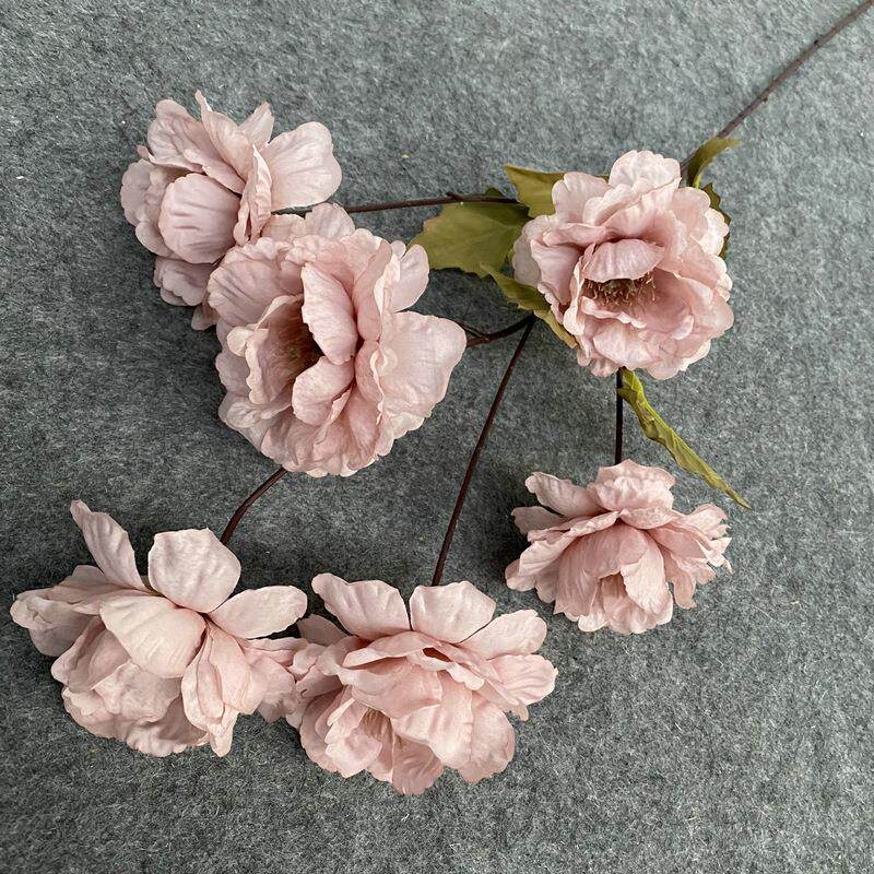 6头白茸牡丹仿真假花 餐厅客厅干花花束摆饰 花瓶装饰插花花艺