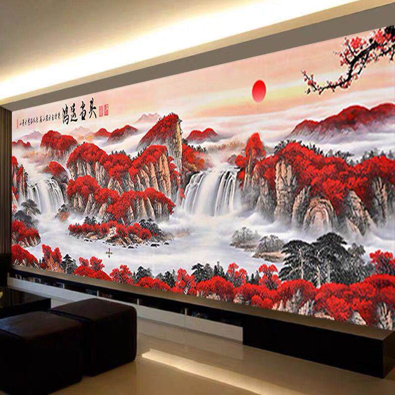 5d钻石画2025年满钻新款鸿运当头十字绣山水客厅点贴砖秀2025水晶