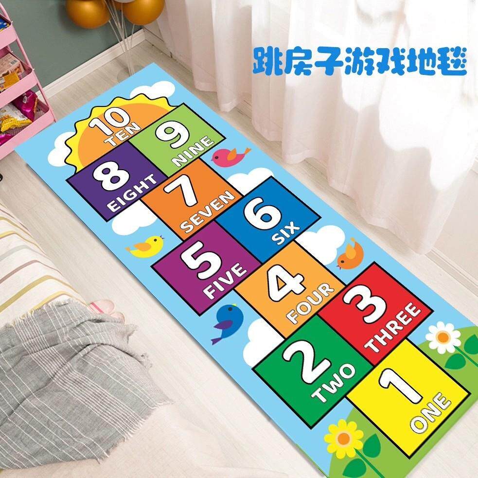 儿童房地毯耐脏易打理爬爬垫幼儿园游戏跳房子地毯超柔水晶绒地毯