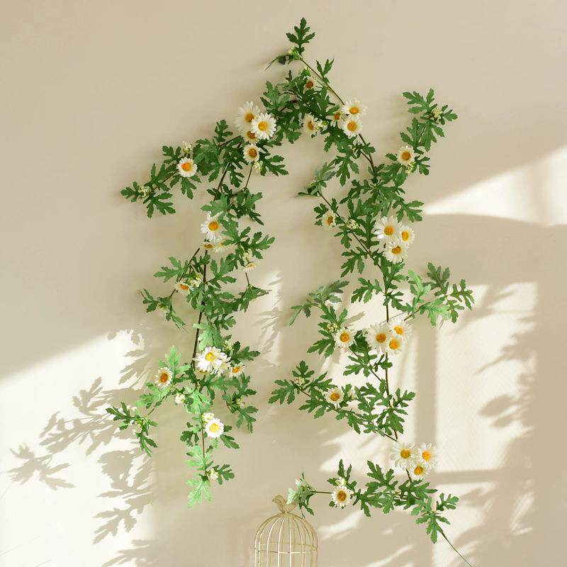 仿真雏菊花藤假花向日葵藤条空调管道缠绕背景墙橱窗装饰婚礼婚庆