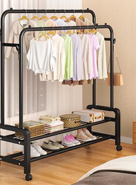 晾衣架落地卧室家用挂衣架室内折叠凉衣杆简易收纳阳台晒衣服架子