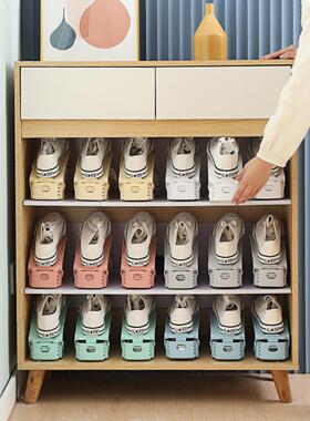 家用收纳鞋架双层鞋托塑料一体式简约省空间经济型简易鞋子收纳架