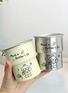 面包比熊马克杯子家用可爱卡通水杯拉花美式咖啡杯办公室水杯