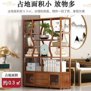 落地摆件置物架进门屏风新中式隔断柜玄关柜楠竹博古架柜子展示柜