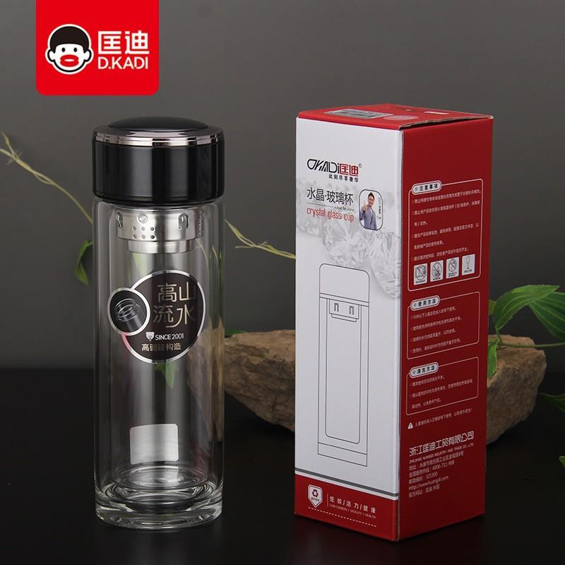 388号匡迪双层水晶玻璃杯商务茶杯子男士水杯 礼品杯印字