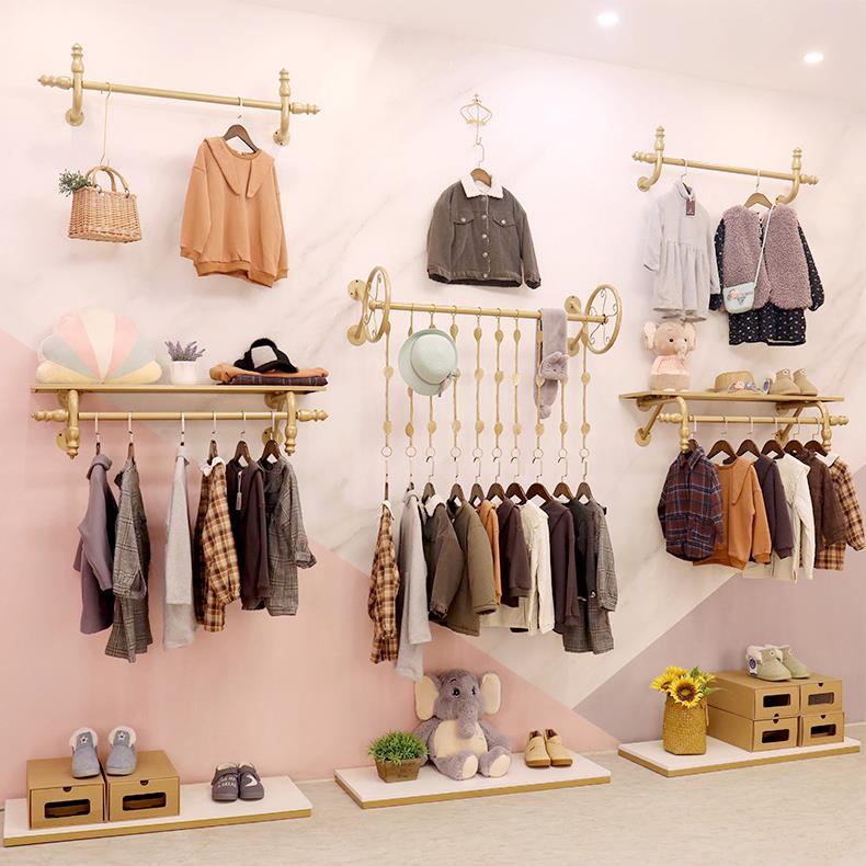儿童服装店展示架 小孩墙上衣服货架展架组合 童装店壁挂式服装架