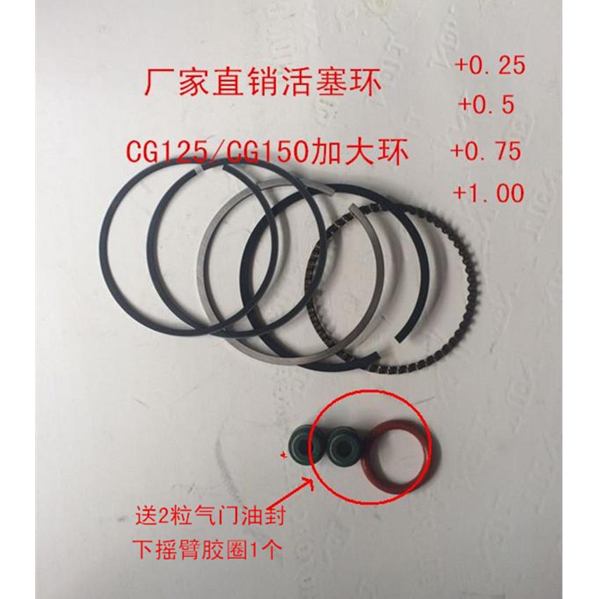 机车顶杆机CG125/150活塞环 加大0.25MM0.5/0.75/100活塞环总成