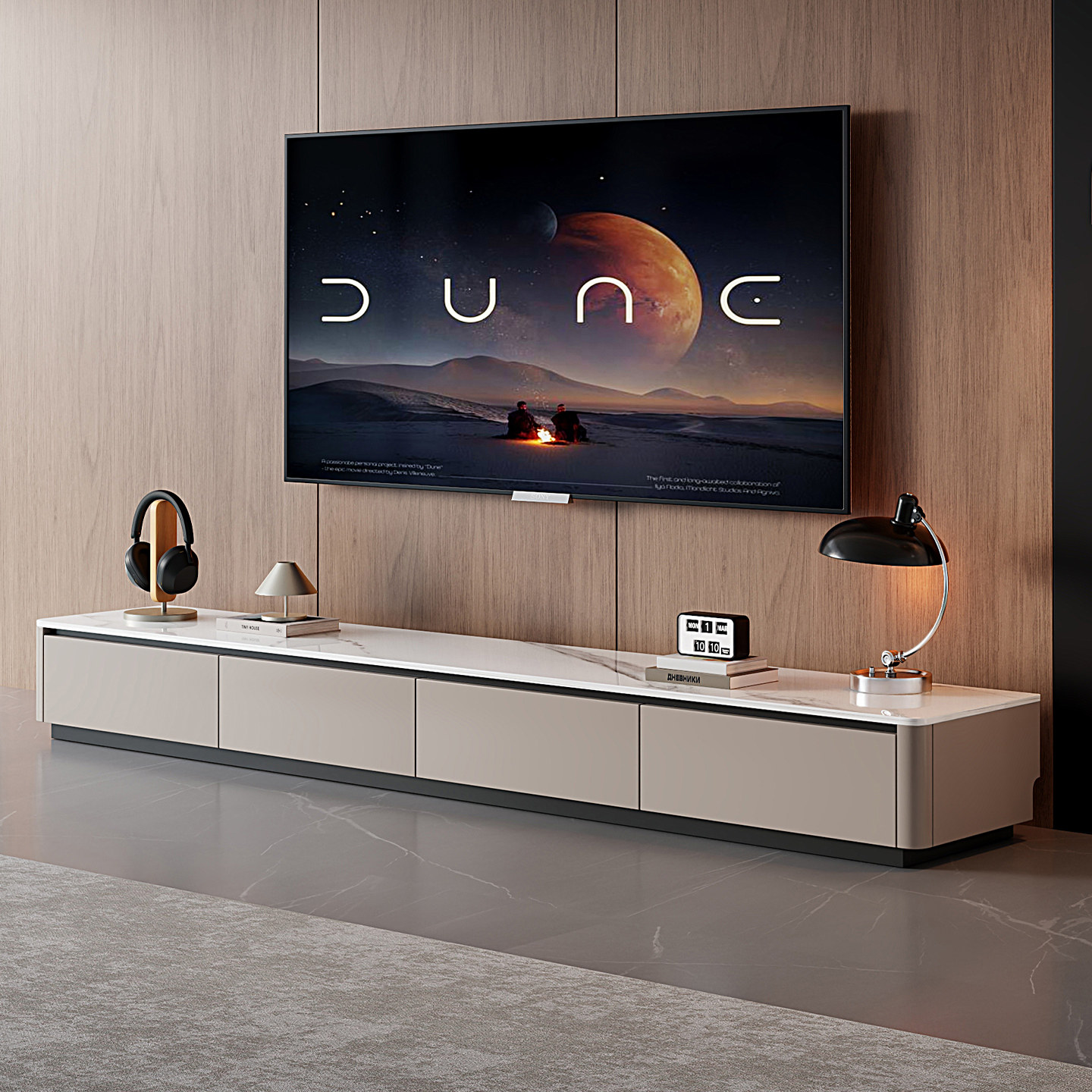 岩板电视柜茶几组合客厅家用2026新款大小户型实木收纳柜落地地柜