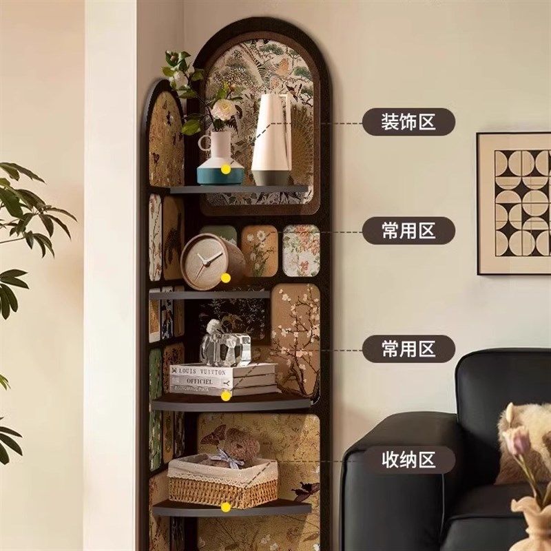 中古风墙角转角柜落地摆件客厅电视柜边转角置物架多层柜一体靠墙,家居饰品,落地摆件,淘宝优惠券,粉丝福利购,淘宝优惠卷