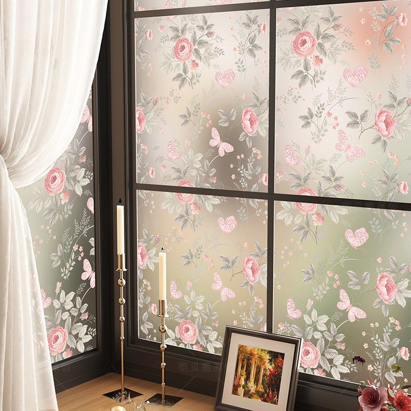 法式复古玻璃贴纸客厅隔断装饰贴画透光不透人浴室厕所窗户贴膜,家居饰品,玻璃膜/贴,淘宝优惠券,粉丝福利购,淘宝优惠卷