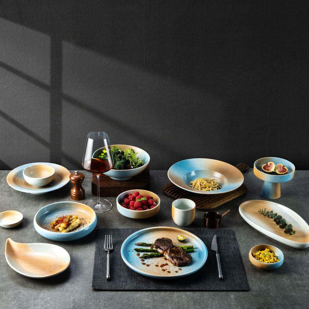 窑变陶瓷餐盘牛排盘意面深盘 酒店餐厅商用摆台 创意西餐盘子餐具