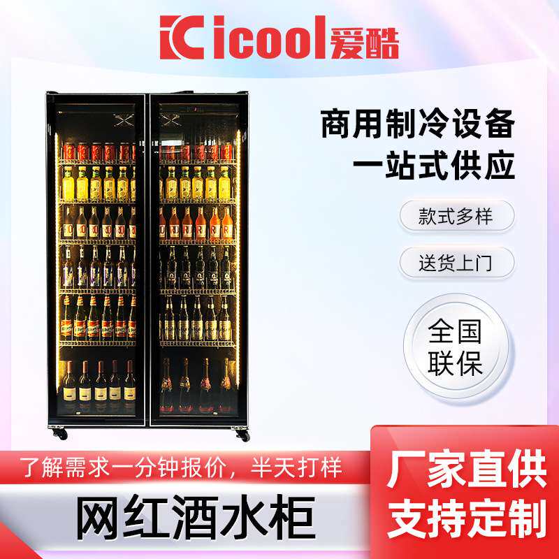 双门饮料酒水柜立式冰箱酒吧啤酒柜保鲜冷藏柜便利店冰柜商业用