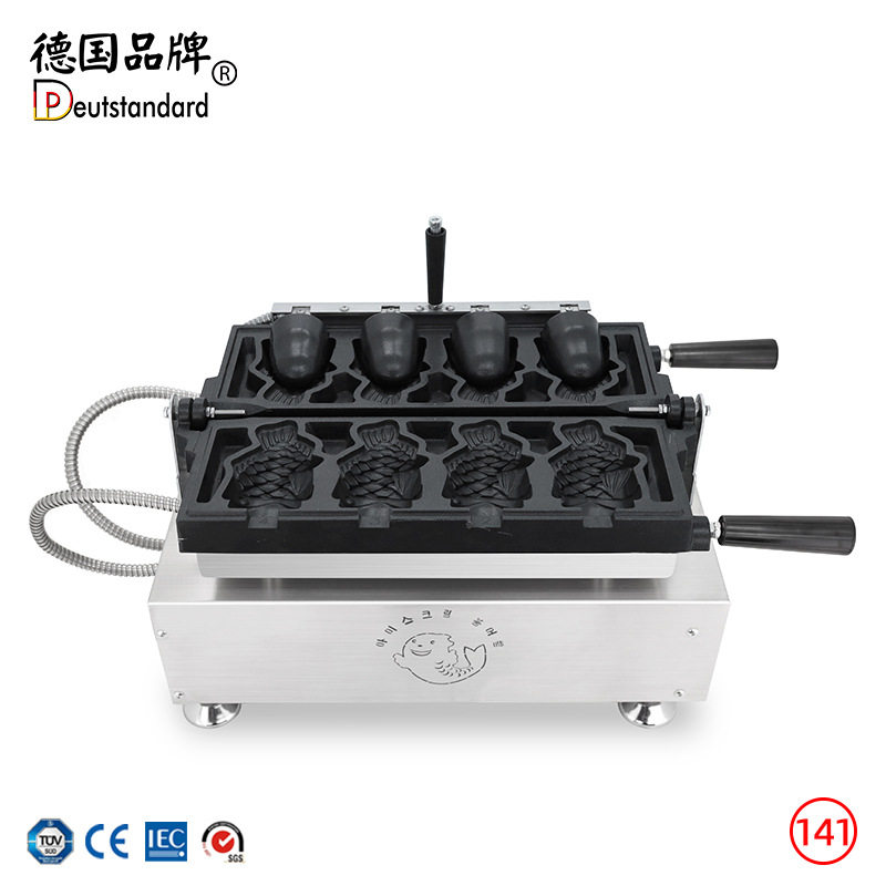 冰淇淋鲷鱼烧机开口冰淇淋鲷鱼烧四孔烤鱼饼机开店摆摊烘培小吃机