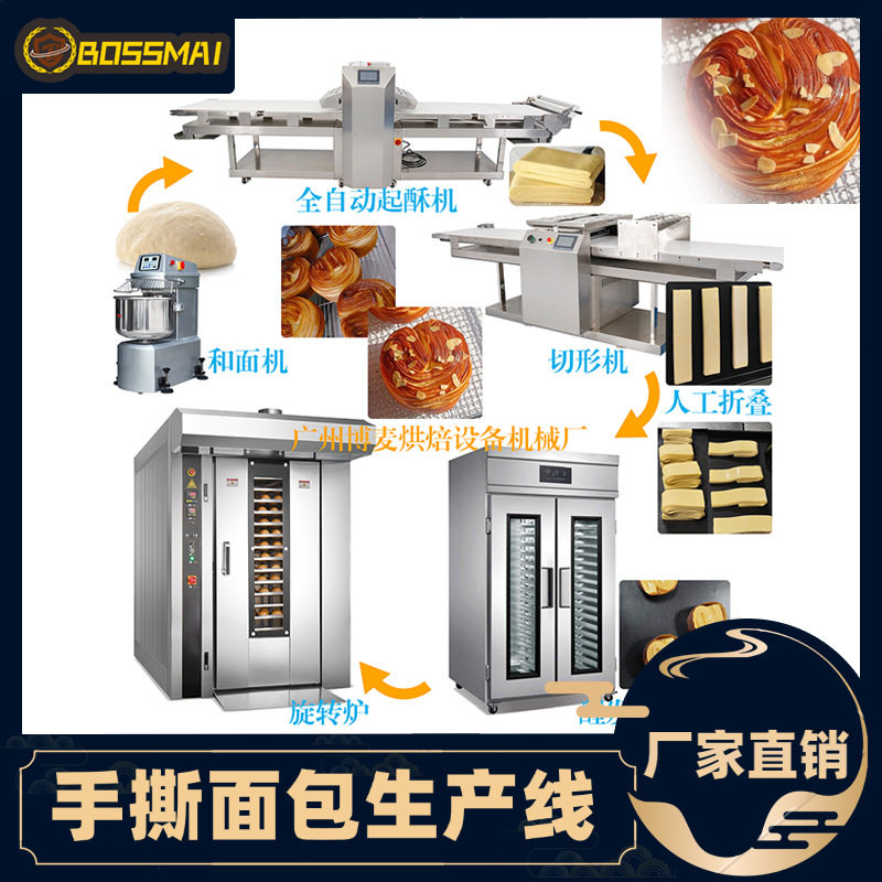 博麦全自动手撕面包生产线面包成型烘焙设备全自动起酥机切形机